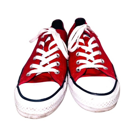 Converse Unisex Low Top Red Sneaker W8 M6 Canvas Casual Shoes School Girl Skater - Picture 2 of 11